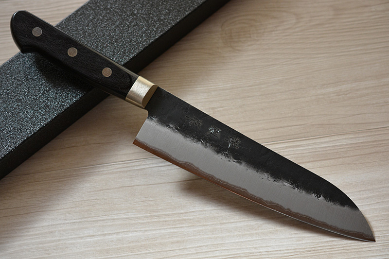Japanese Santoku knife black aogami super steel with its case