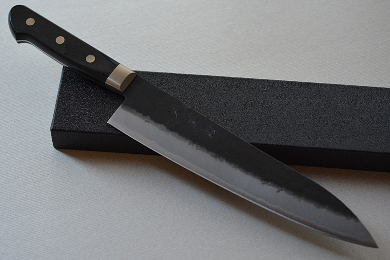 Japanese Gyuto knife black aogami super steel with its case