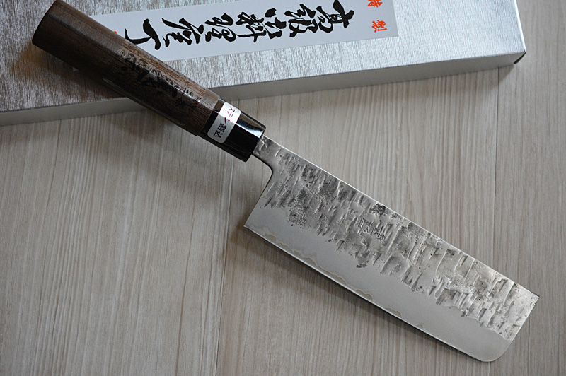 Kawamura Japanese nakiri knife shirogami steel with traditional handle
