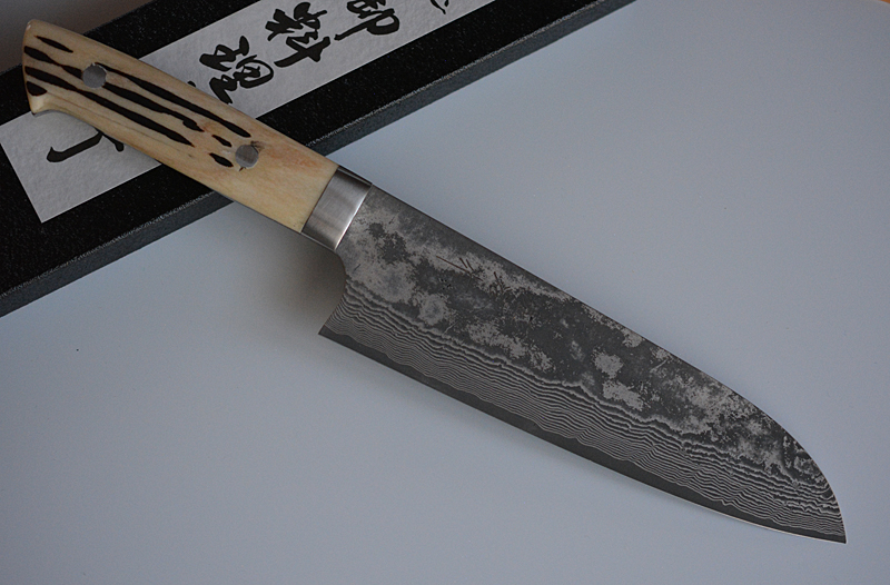 Japanese santoku knife with Deer horn handle