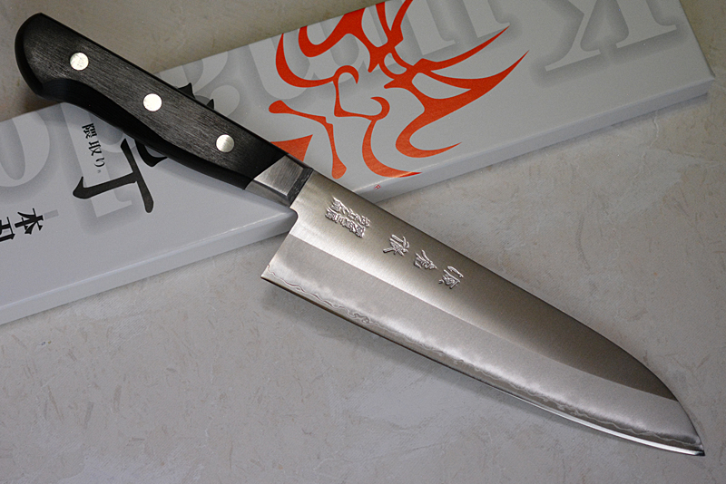 Japanese stainless steel Santoku knife Minamoto with case