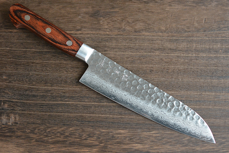 Japanese VG10 Damascus hammered knife Zenpou Santoku type