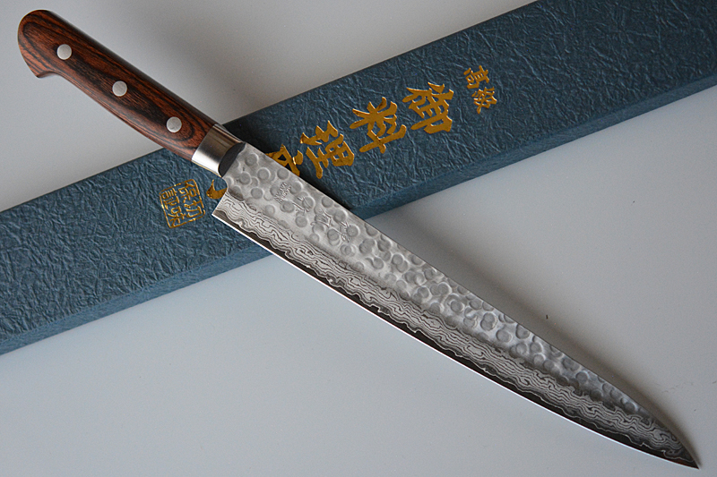 Japanese VG10 Damascus hammered knife Zenpou Sujihiki type