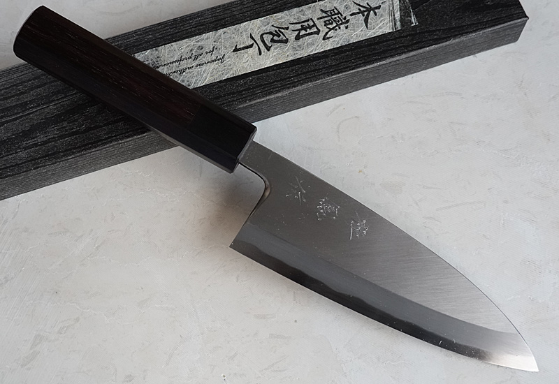 Japanese Deba knife 15cm Shirogami steel with Octagonal Rosewood handle