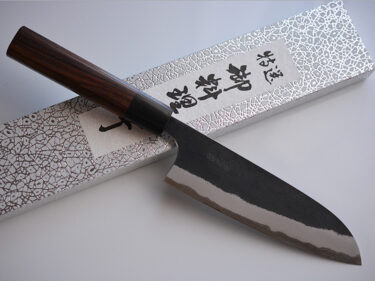 CY301 Japanese Black Santoku knife Aogami Super carbon steel 165mm – Yamamoto [Sold Out]