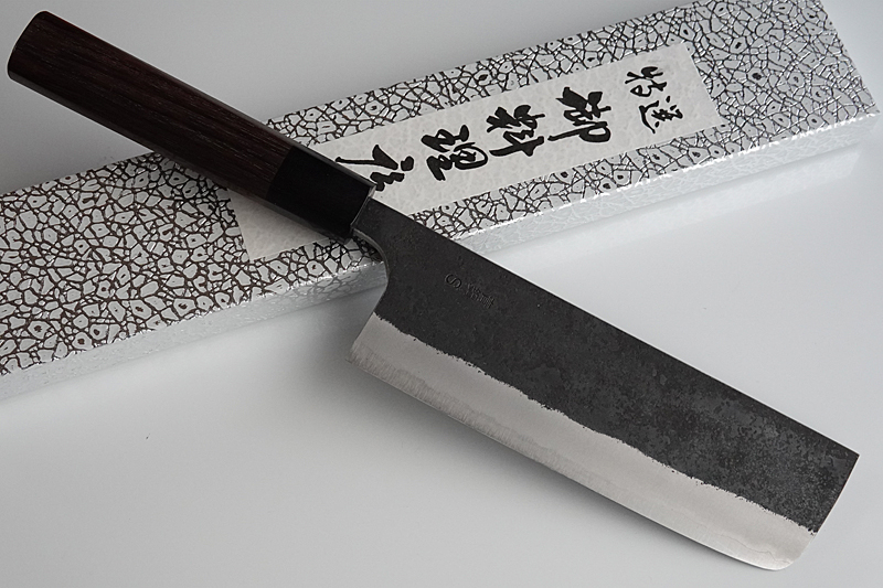 Japanese Nakiri Knife Black Aogami super steel Yamamoto with case