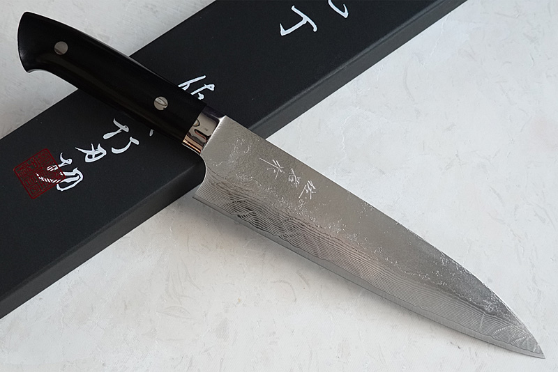 Japanese  Damascus Knife Saji with its case